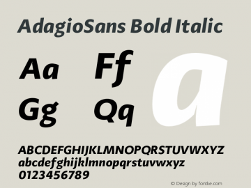 AdagioSans Bold Italic Version 1.000图片样张