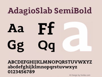 AdagioSlab SemiBold Version 1.000 Font Sample