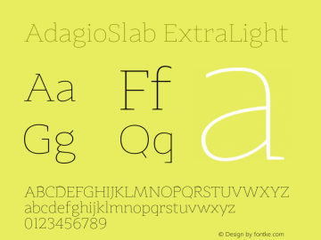 AdagioSlab ExtraLight Version 1.000 Font Sample