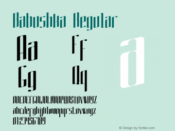 Babushka Regular OTF 1.000;PS 001.001;Core 1.0.38 Font Sample