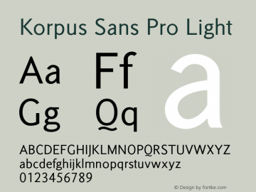 Korpus Sans Pro Light Version 1.0 Font Sample