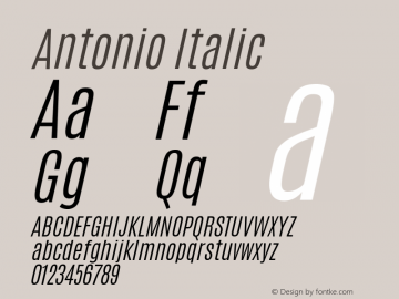 Antonio Italic Version 1.000 Font Sample