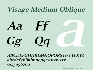 Visage Medium Oblique v1.0 Font Sample