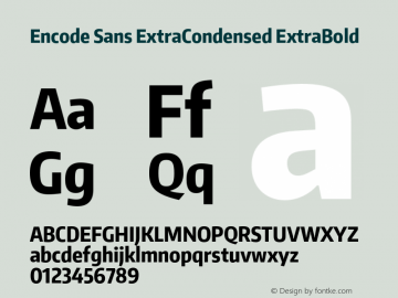 Encode Sans ExtraCondensed ExtraBold Version 1.002 Font Sample