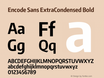 Encode Sans ExtraCondensed Bold Version 1.002 Font Sample