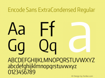 Encode Sans ExtraCondensed Regular Version 1.002 Font Sample