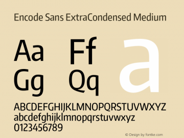 Encode Sans ExtraCondensed Medium Version 1.002 Font Sample