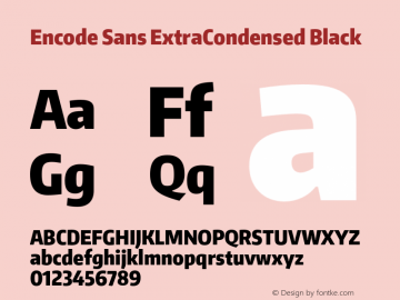 Encode Sans ExtraCondensed Black Version 1.002 Font Sample