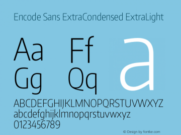 Encode Sans ExtraCondensed ExtraLight Version 1.002 Font Sample