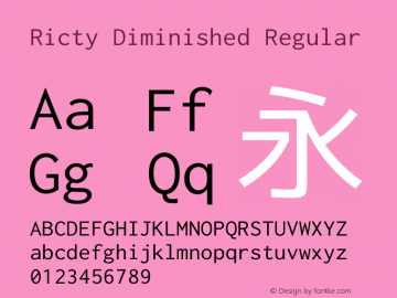 Ricty Diminished Regular Version 3.2.1 Font Sample