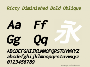Ricty Diminished Bold Oblique Version 3.2.3 Font Sample