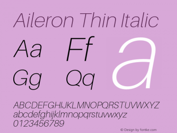 Aileron Thin Italic Version 1.102;PS 001.102;hotconv 1.0.70;makeotf.lib2.5.58329 Font Sample