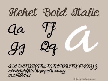 Heket Bold Italic Version 1.000 Font Sample