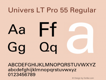 Univers LT Pro 55 Regular Version 1.000 Build 1000 Font Sample