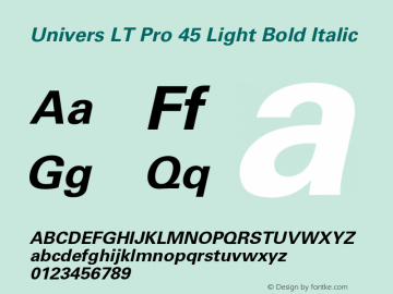 Univers LT Pro 45 Light Bold Italic Version 1.000 Build 1000图片样张