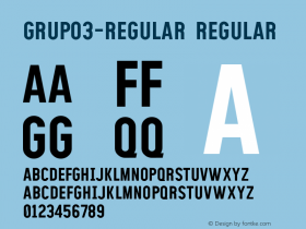 GRUPO3-Regular Regular Version 0.000;PS 0.0;hotconv 1.0.70;makeotf.lib2.5.58329 DEVELOPMENT Font Sample
