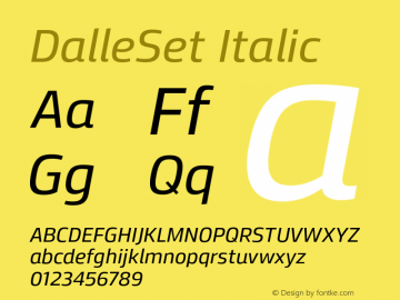 DalleSet Italic Version 2014.000 Font Sample