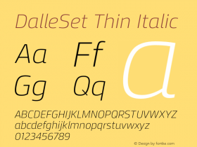 DalleSet Thin Italic Version 2014.000 Font Sample