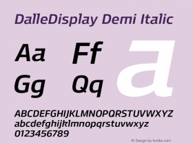 DalleDisplay Demi Italic Version 2014.000 Font Sample