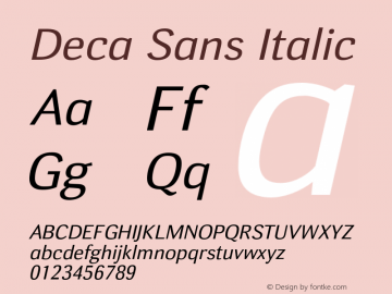 Deca Sans Italic Version 1.000图片样张