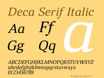 Deca Serif Italic Version 1.000图片样张