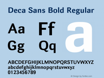 Deca Sans Bold Regular Version 1.000 Font Sample