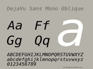 DejaVu Sans Mono Oblique Version 2.34图片样张