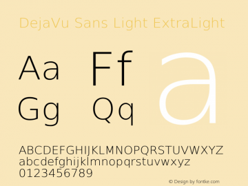 DejaVu Sans Light ExtraLight Version 2.34 Font Sample