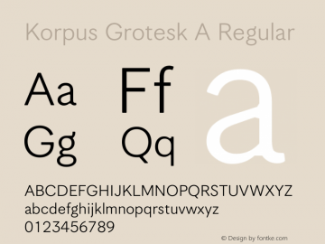 Korpus Grotesk A Regular Version 1.004 2014图片样张