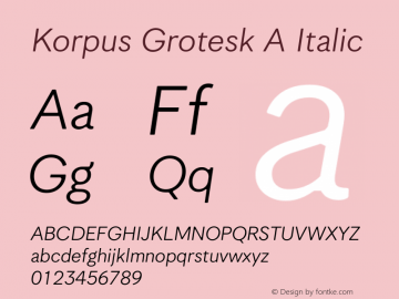 Korpus Grotesk A Italic Version 1.004 2014图片样张