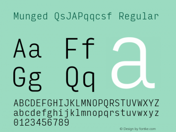 Munged-QsJAPqqcsf Regular Version 1.4 Font Sample