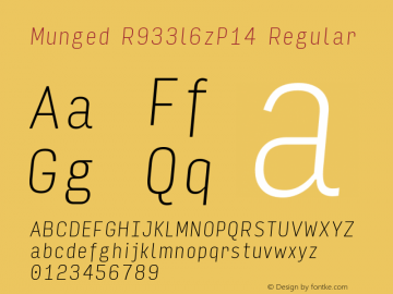 Munged-R933l6zP14 Regular Version 1.4 Font Sample