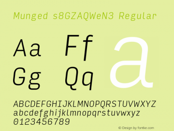 Munged-s8GZAQWeN3 Regular Version 1.4 Font Sample