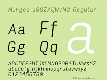 Munged-s8GZAQWeN3 Regular Version 1.4 Font Sample