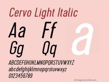 Cervo Light Italic Version 1.000 2014 initial release图片样张