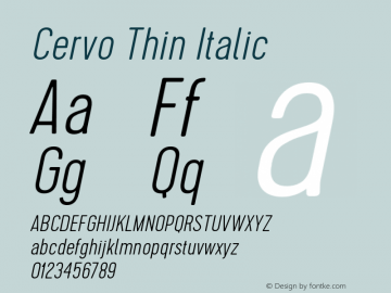 Cervo Thin Italic Version 1.000 2014 initial release图片样张