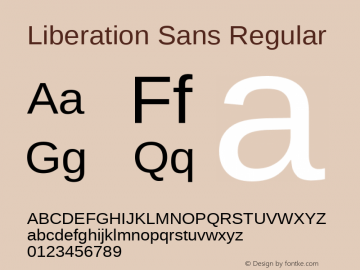 Liberation Sans Regular Version 1.00 Font Sample