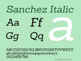 Sanchez Italic 1.000 Font Sample