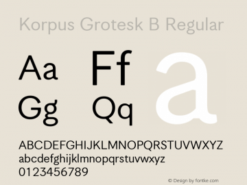 Korpus Grotesk B Regular Version 1.004 2014图片样张