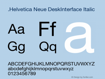 .Helvetica Neue DeskInterface Italic 10.0d37e2 Font Sample