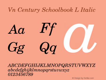 Vn Century Schoolbook L Italic Version 1.05; ttfautohint (v1.1) -l 8 -r 50 -G 200 -x 14 -D latn -f latn -w G图片样张