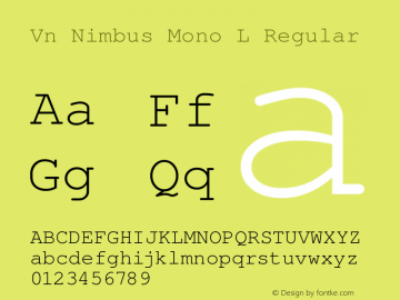 Vn Nimbus Mono L Regular Version 1.05; ttfautohint (v1.1) -l 8 -r 50 -G 200 -x 14 -D latn -f latn -w G Font Sample