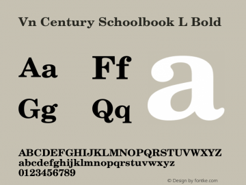 Vn Century Schoolbook L Bold Version 1.05; ttfautohint (v1.1) -l 8 -r 50 -G 200 -x 14 -D latn -f latn -w G图片样张