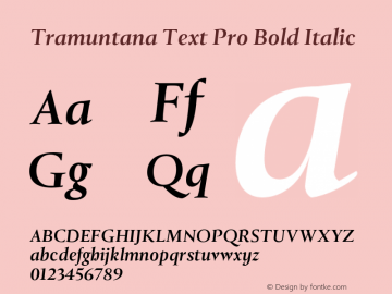Tramuntana Text Pro Bold Italic Version 2.000图片样张