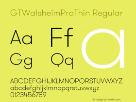 GTWalsheimProThin Regular Version 1.001 Font Sample