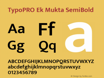 TypoPRO Ek Mukta SemiBold Version 1.2 Font Sample