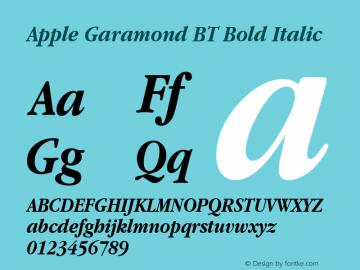 Apple Garamond BT Bold Italic 3.7d1图片样张