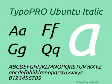 TypoPRO Ubuntu Italic Version 0.80 Font Sample