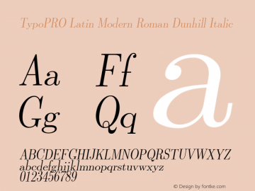 TypoPRO Latin Modern Roman Dunhill Italic Version 2.004;PS 2.004;hotconv 1.0.49;makeotf.lib2.0.14853 Font Sample