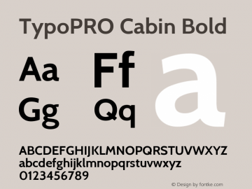 TypoPRO Cabin Bold Version 1.005 Font Sample